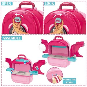 کوله پشتی ست نگهداری گربه خانگی رنگ صورتی _اسباب بازی مشاغل